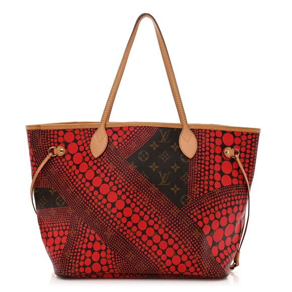 Louis Vuitton Handbags - Authentic Yayoi Kusama x Louis Vuitton Red Waves Monogram Neverfull MM Tote Bag